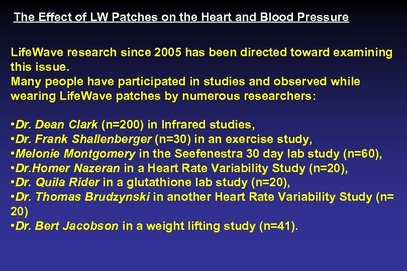 The Effect of LW Patches on the Heart and Blood Pressure Life. Wave research