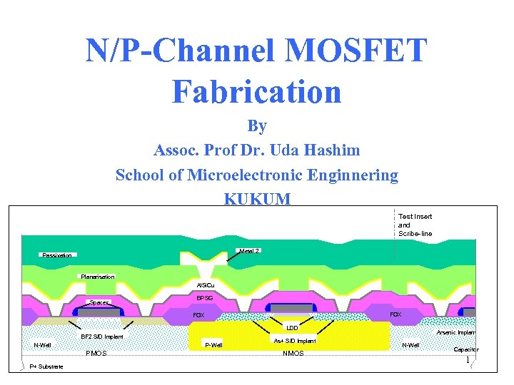 N/P-Channel MOSFET Fabrication By Assoc. Prof Dr. Uda Hashim School of Microelectronic Enginnering KUKUM