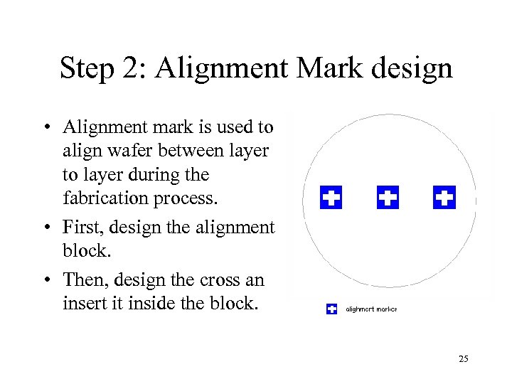 Step 2: Alignment Mark design • Alignment mark is used to align wafer between