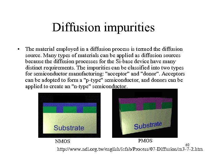 Diffusion impurities • The material employed in a diffusion process is termed the diffusion