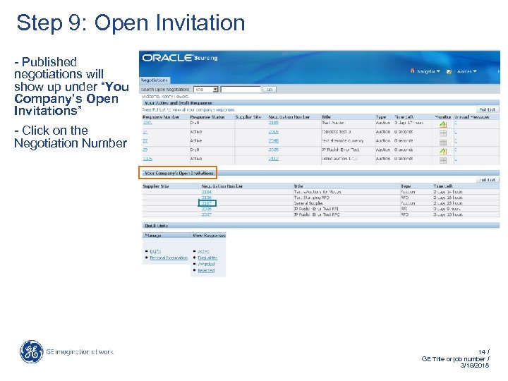 Step 9: Open Invitation - Published negotiations will show up under “You Company’s Open