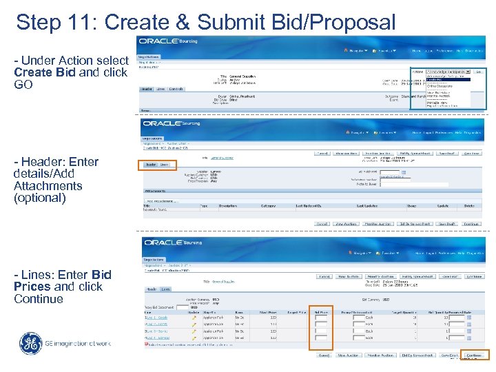 Step 11: Create & Submit Bid/Proposal - Under Action select Create Bid and click