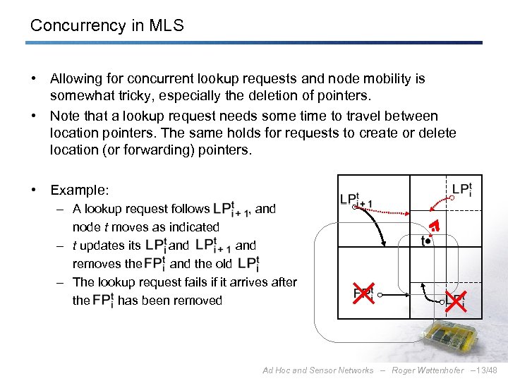 Concurrency in MLS • Allowing for concurrent lookup requests and node mobility is somewhat
