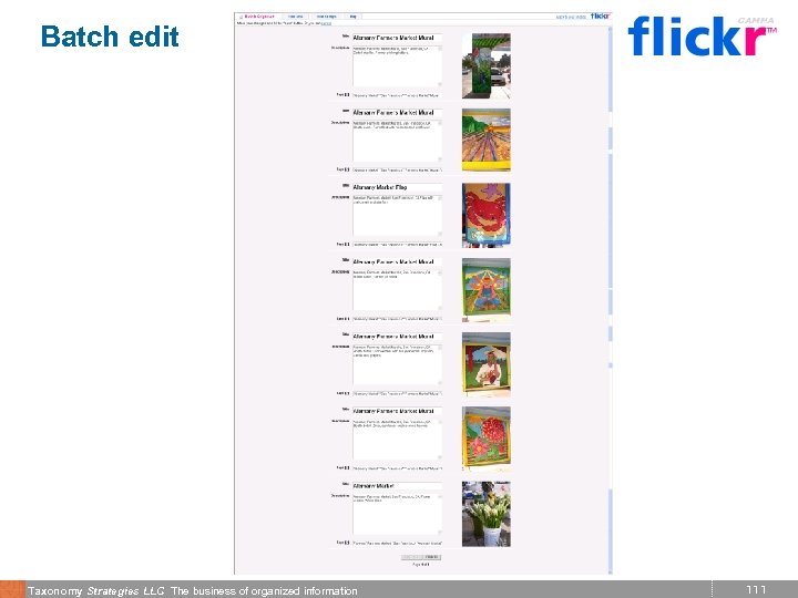 Batch edit Taxonomy Strategies LLC The business of organized information 111 