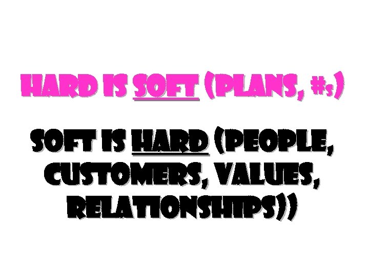 Hard Is Soft (Plans, #s) Soft Is Hard (people, customers, values, relationships)) 