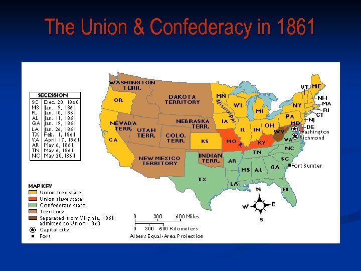 The Union & Confederacy in 1861 