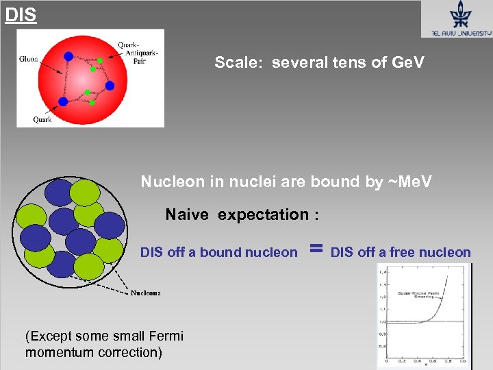 DIS Scale: several tens of Ge. V Nucleon in nuclei are bound by ~Me.