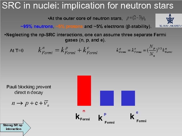 SRC in nuclei: implication for neutron stars • At the outer core of neutron