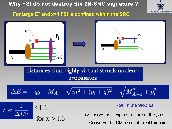 Why FSI do not destroy the 2 N-SRC signature ? For large Q 2