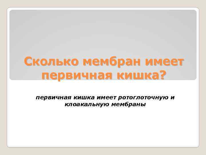 Сколько мембран имеет первичная кишка? первичная кишка имеет ротоглоточную и клоакальную мембраны 