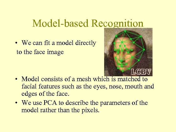 Model-based Recognition • We can fit a model directly to the face image •