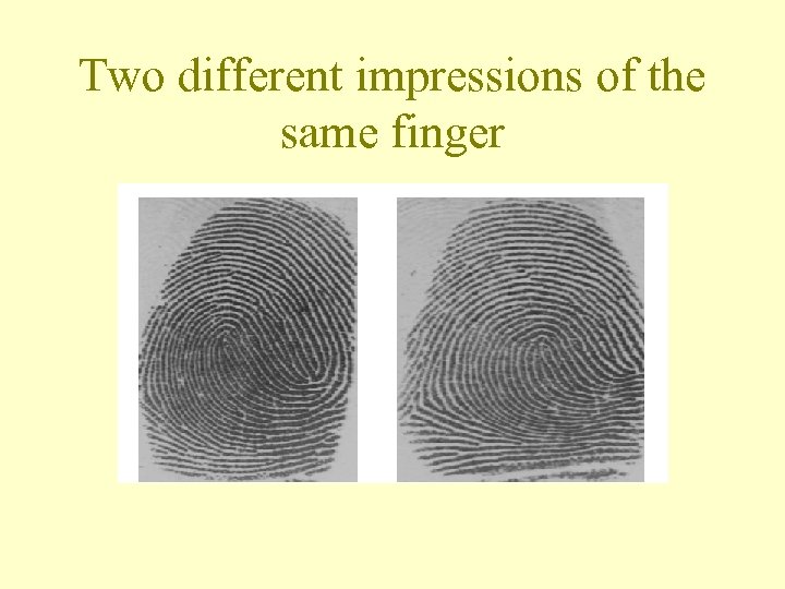 Two different impressions of the same finger 