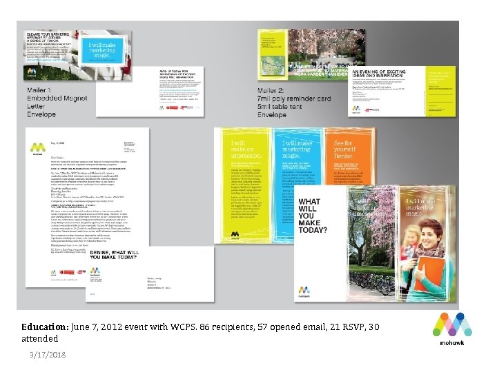 Education: June 7, 2012 event with WCPS. 86 recipients, 57 opened email, 21 RSVP,