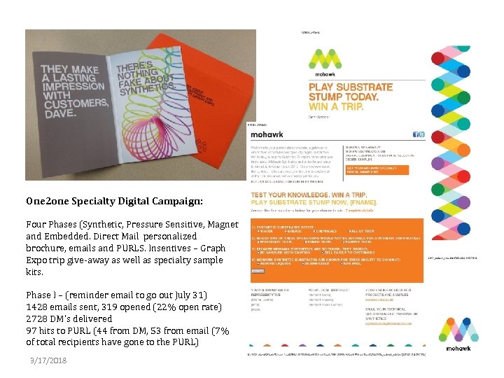 One 2 one Specialty Digital Campaign: Four Phases (Synthetic, Pressure Sensitive, Magnet and Embedded.