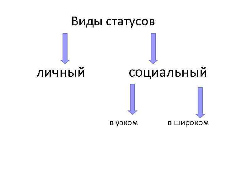 Виды статусов личный социальный в узком в широком 