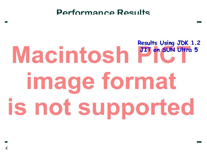 Performance Results Using JDK 1. 2 JIT on SUN Ultra 5 Center for High