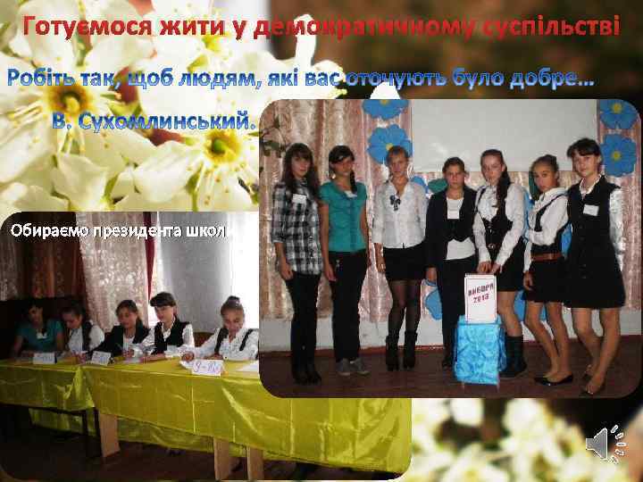 Готуємося жити у демократичному суспільстві Обираємо президента школи 
