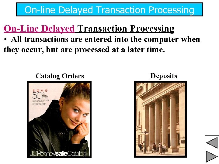 On-line Delayed Transaction Processing On-Line Delayed Transaction Processing • All transactions are entered into