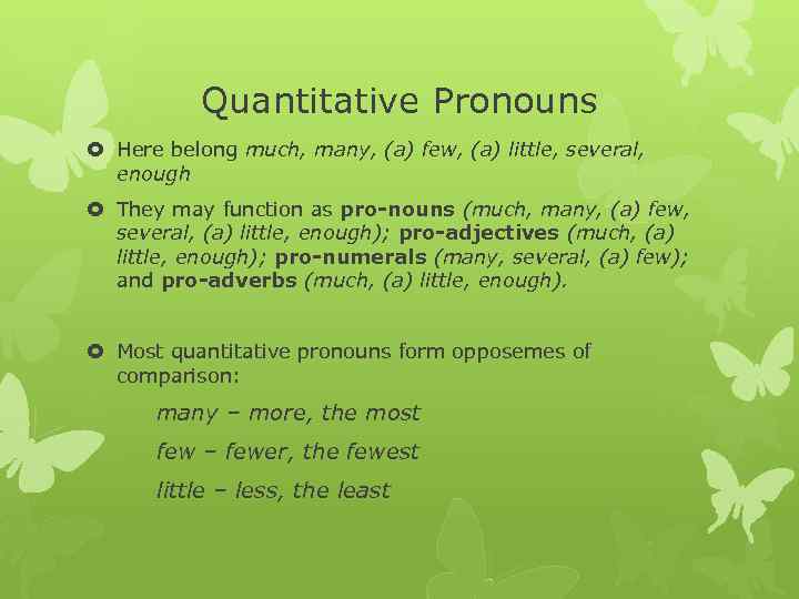 Quantitative Pronouns Worksheets