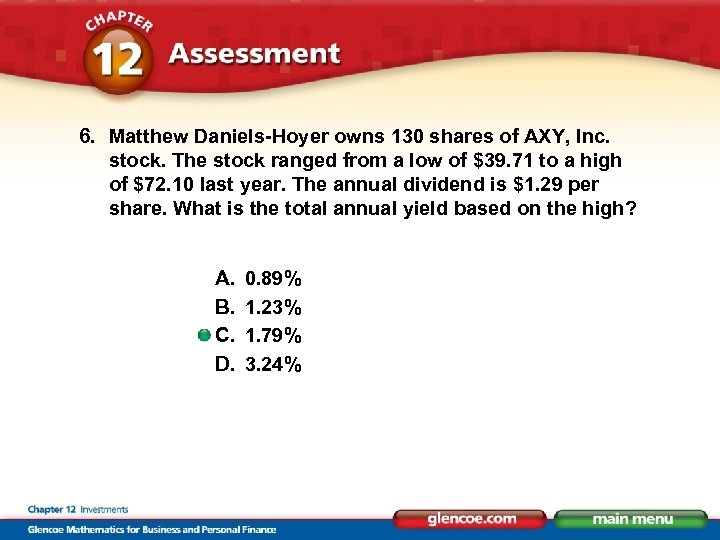 6. Matthew Daniels-Hoyer owns 130 shares of AXY, Inc. stock. The stock ranged from