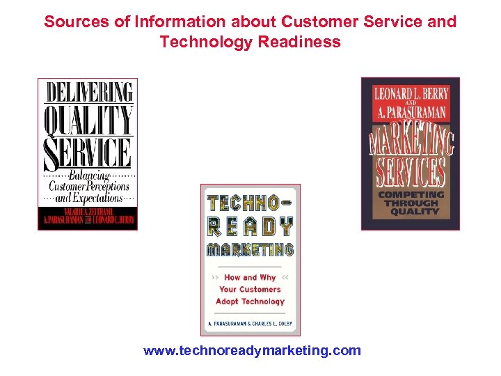 Sources of Information about Customer Service and Technology Readiness www. technoreadymarketing. com 