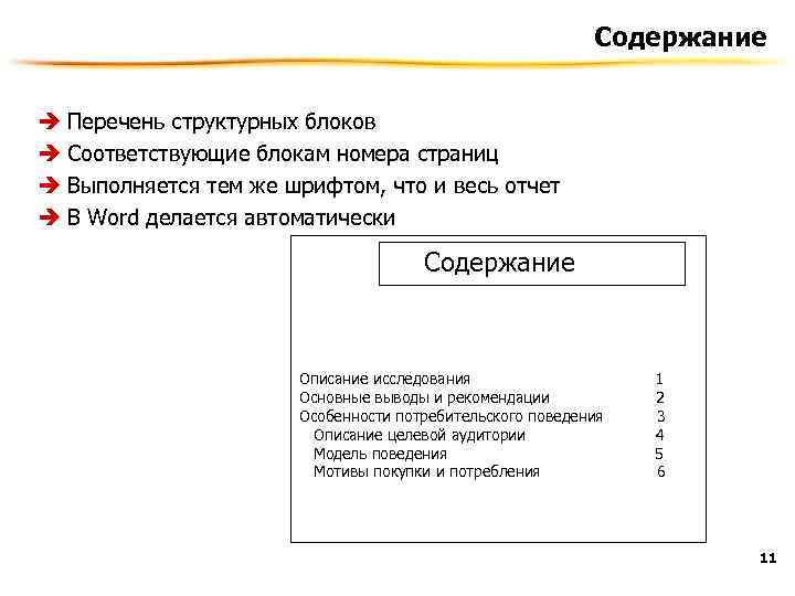 Содержание è Перечень структурных блоков è Соответствующие блокам номера страниц è Выполняется тем же