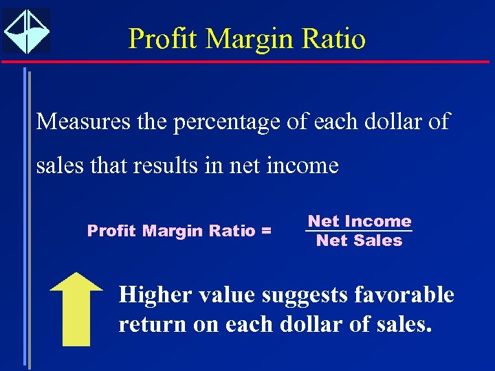 Profit Margin Ratio Measures the percentage of each dollar of sales that results in