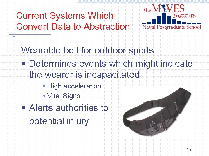 Current Systems Which Convert Data to Abstraction Wearable belt for outdoor sports § Determines