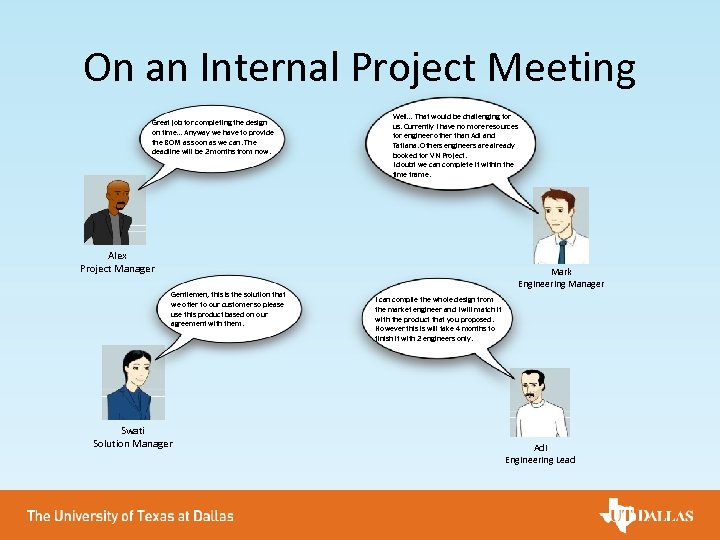 On an Internal Project Meeting Great job for completing the design on time… Anyway