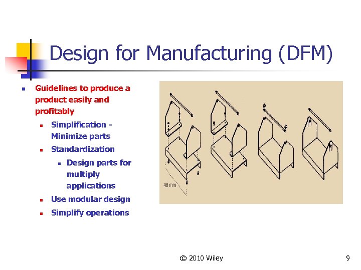 Design for Manufacturing (DFM) n Guidelines to produce a product easily and profitably n