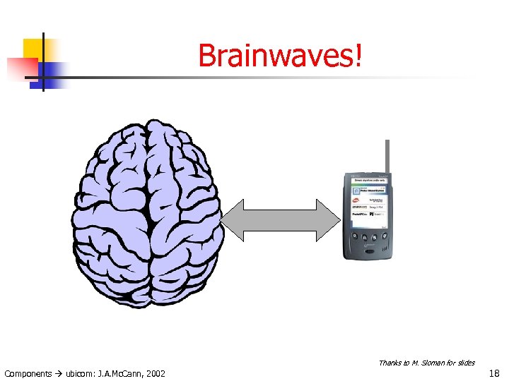 Brainwaves! Thanks to M. Sloman for slides Components ubicom: J. A. Mc. Cann, 2002