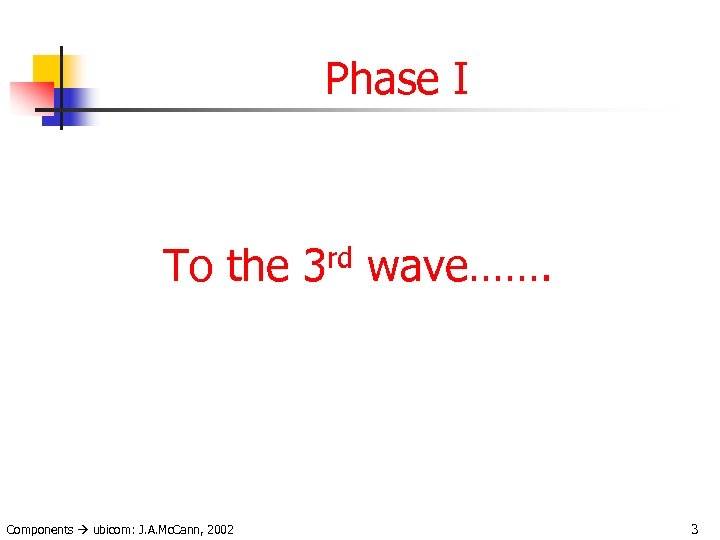 Phase I To the 3 rd wave……. Components ubicom: J. A. Mc. Cann, 2002