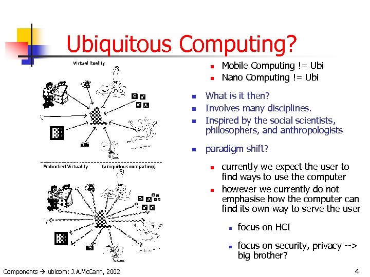 Ubiquitous Computing? n n n Mobile Computing != Ubi Nano Computing != Ubi What