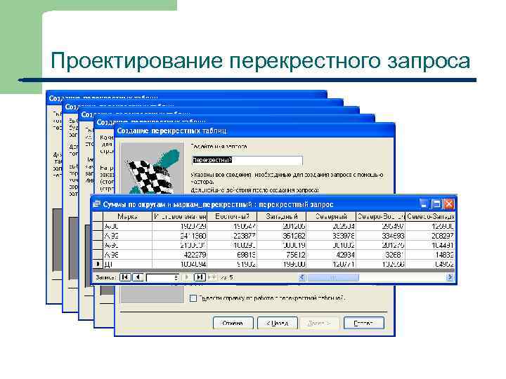 Проектирование перекрестного запроса 31 