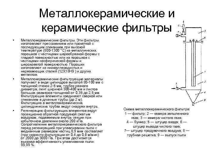 Металлокерамические и керамические фильтры • • • Металлокерамические фильтры. Эти фильтры изготовляют прессованием или