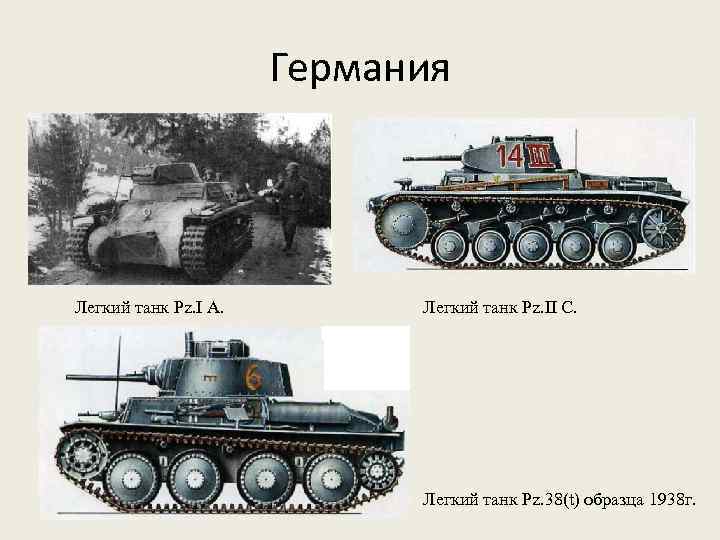 Германия Легкий танк Pz. I A. Легкий танк Pz. II C. Легкий танк Pz.