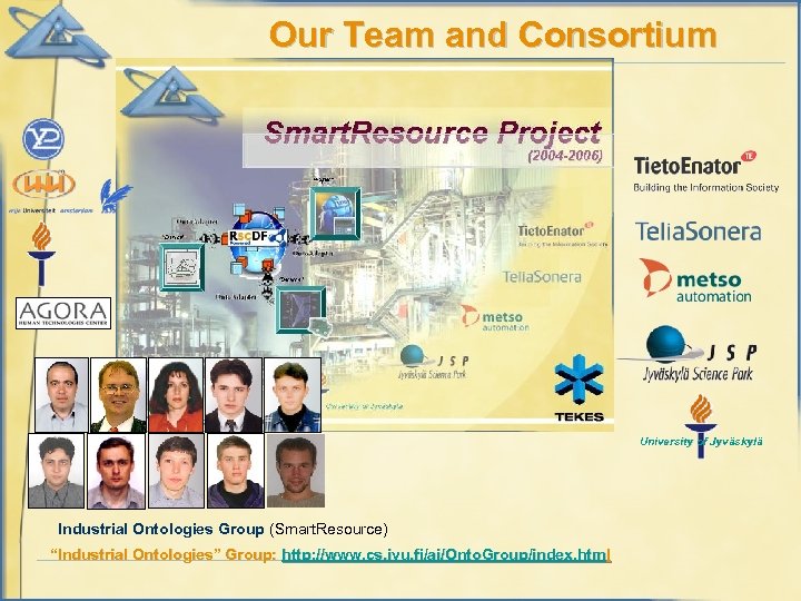 Our Team and Consortium University of Jyväskylä Industrial Ontologies Group (Smart. Resource) “Industrial Ontologies”