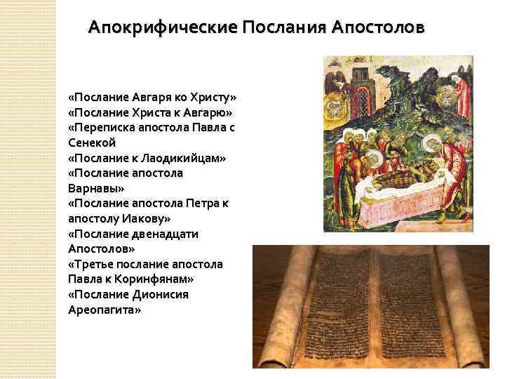 Апокрифические Послания Апостолов «Послание Авгаря ко Христу» «Послание Христа к Авгарю» «Переписка апостола Павла