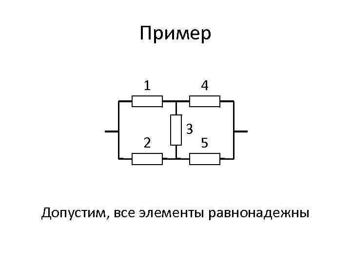 Пример 1 2 4 3 5 Допустим, все элементы равнонадежны 