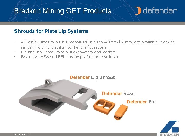 Bradken Mining GET Products Shrouds for Plate Lip Systems • • • All Mining