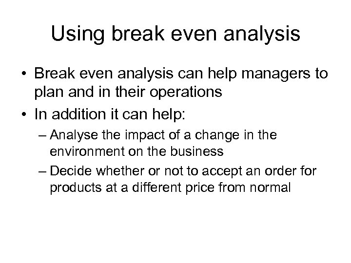 Contribution And Break-even Analysis A 2 Accounting