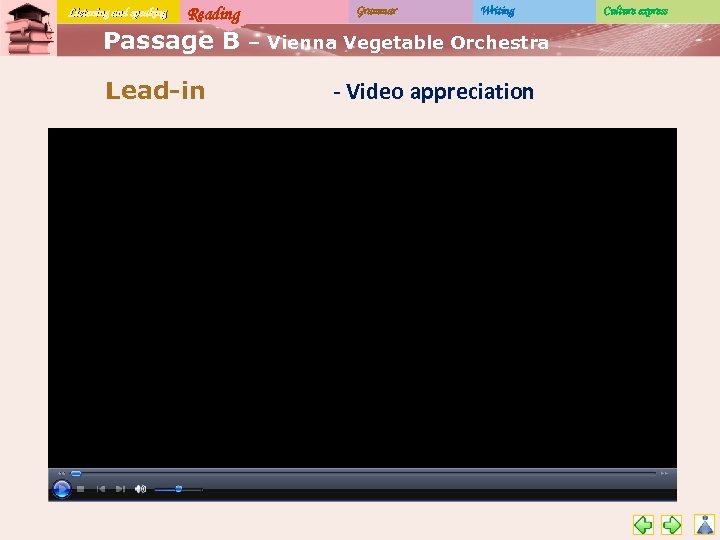 Listening and speaking Reading Passage B Lead-in Grammar Writing – Vienna Vegetable Orchestra -