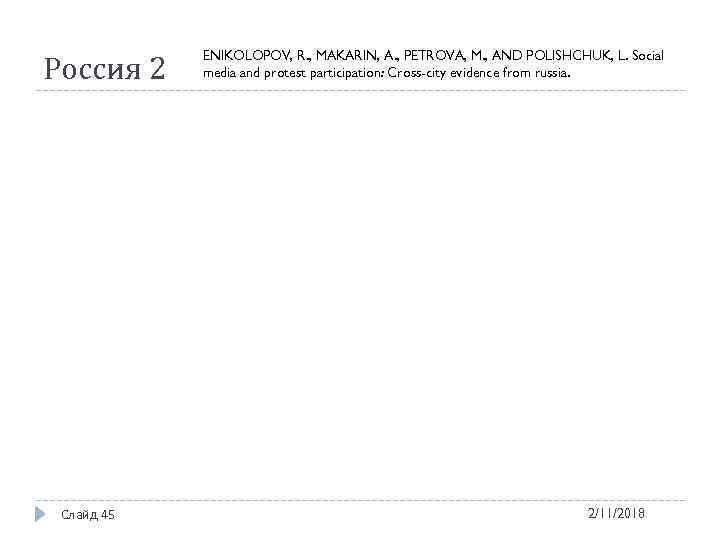 Россия 2 Слайд 45 ENIKOLOPOV, R. , MAKARIN, A. , PETROVA, M. , AND