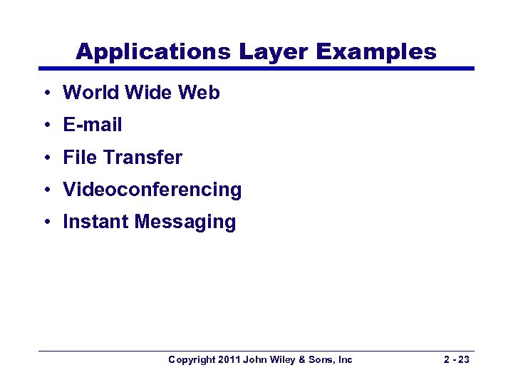 Applications Layer Examples • World Wide Web • E-mail • File Transfer • Videoconferencing