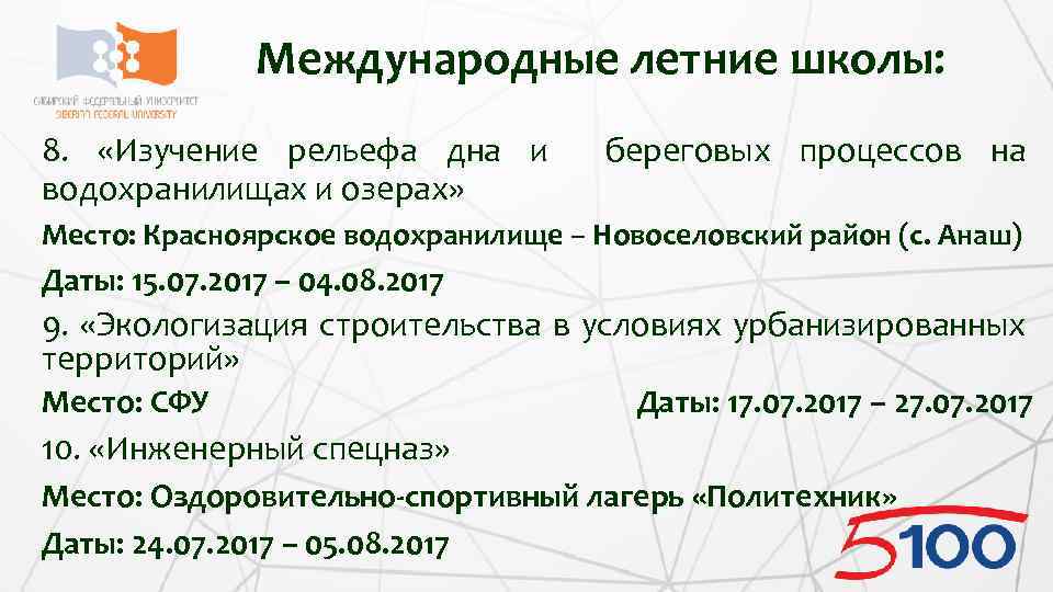 Международные летние школы: 8. «Изучение рельефа дна и береговых процессов на водохранилищах и озерах»