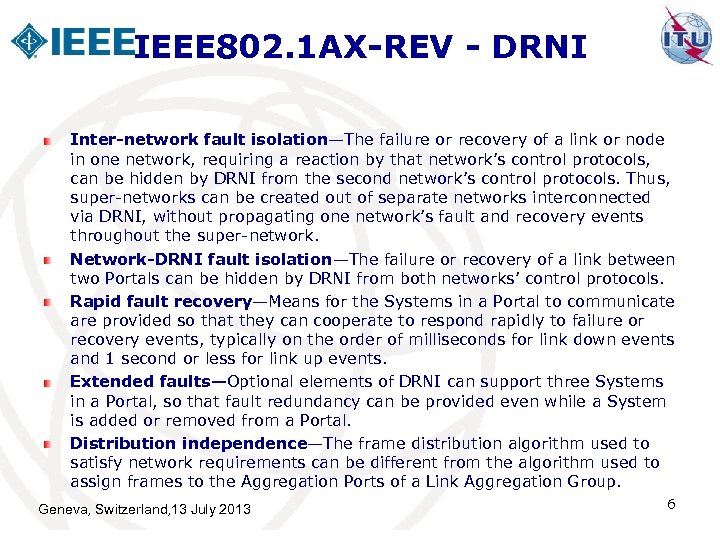 IEEE 802. 1 AX-REV - DRNI Inter-network fault isolation—The failure or recovery of a