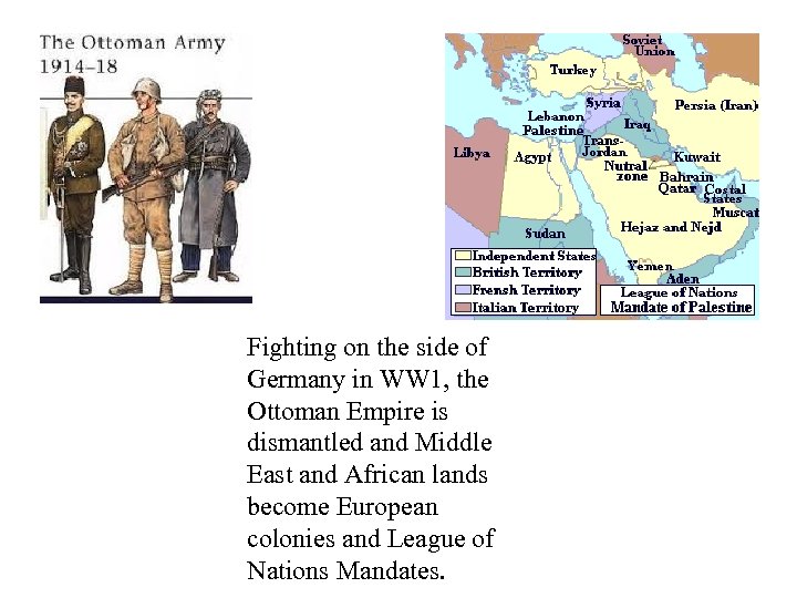 Fighting on the side of Germany in WW 1, the Ottoman Empire is dismantled