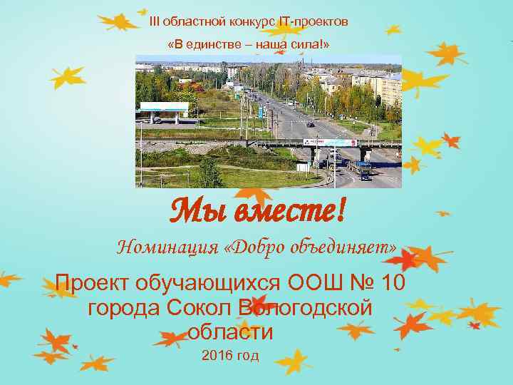 III областной конкурс IT-проектов «В единстве – наша сила!» Мы вместе! Номинация «Добро объединяет»