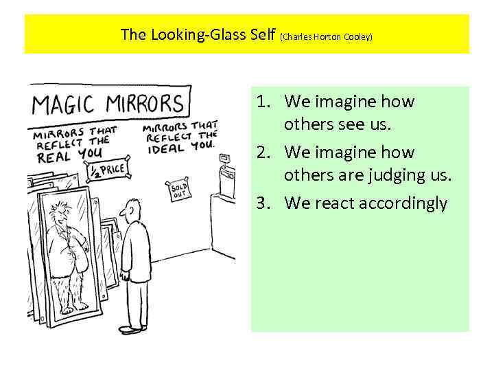 The Looking-Glass Self (Charles Horton Cooley) 1. We imagine how others see us. 2.