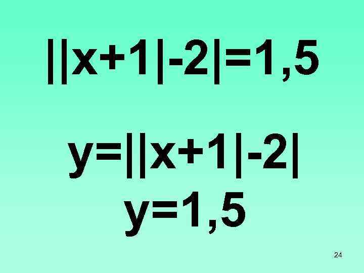 ||x+1|-2|=1, 5 y=||x+1|-2| y=1, 5 24 
